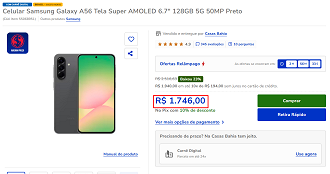 Oferta do Galaxy A56