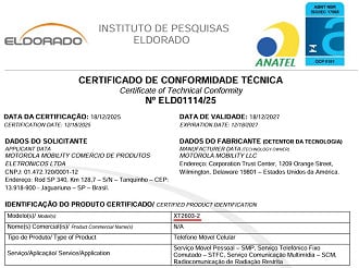Certificado do XT2603-2, codinome do Signature