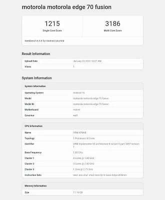 Performance do Edge 70 Fusion