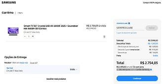 Smart TV 50 Crystal UHD 4K U8100F 2025 + Soundbar HW-B400F/ZD