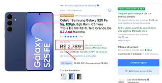 Oferta do Galaxy S25 FE