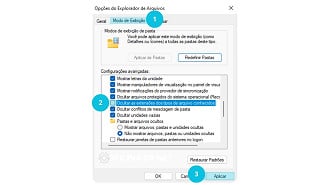 Opções do Explorador de Arquivos