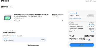Samsung Galaxy Tab A11+ por R$ 1.294,37 nessa semana na loja oficial.