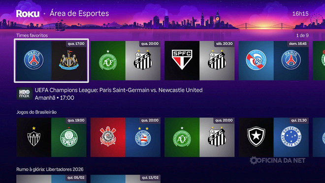 Lig Play Roku Roku agora mostra onde assistir os jogos do seu time