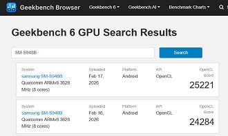 Galaxy S26 Ultra no Geekbench