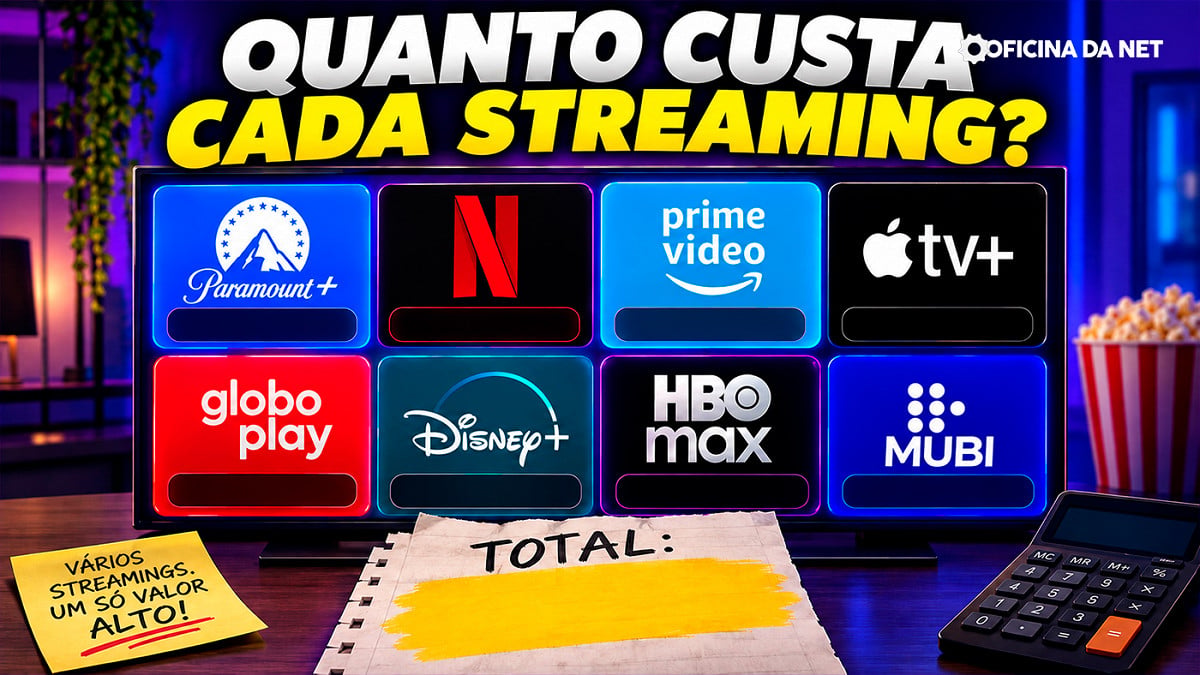 Veja quanto custa assinar todos os streamings no Brasil em 2026. Imagem: Oficina da Net