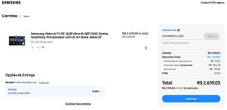 Samsung Vision AI TV 55 QLED Ultra 4K QEF1 por R$ 2.659,05 à vista na loja oficial.