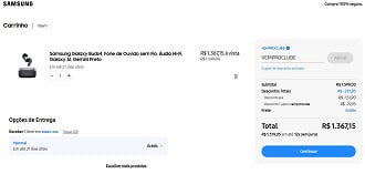 Galaxy Buds4 por R$ 1.367,15 no site oficial da Samsung.