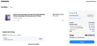 Galaxy S26 Ultra 5G por R$ 8.796,73 na loja oficial da Samsung.