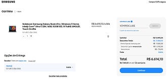 Galaxy Book4 Pro com 30% off nessa semana na loja oficial da Samsung.