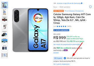 Oferta do Galaxy A17 4G