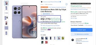 Promoção do Moto G86 de 512GB