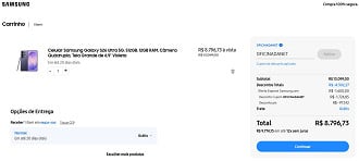 Galaxy S26 Ultra 5G por R$ 8.796,73 à vista no Pix.