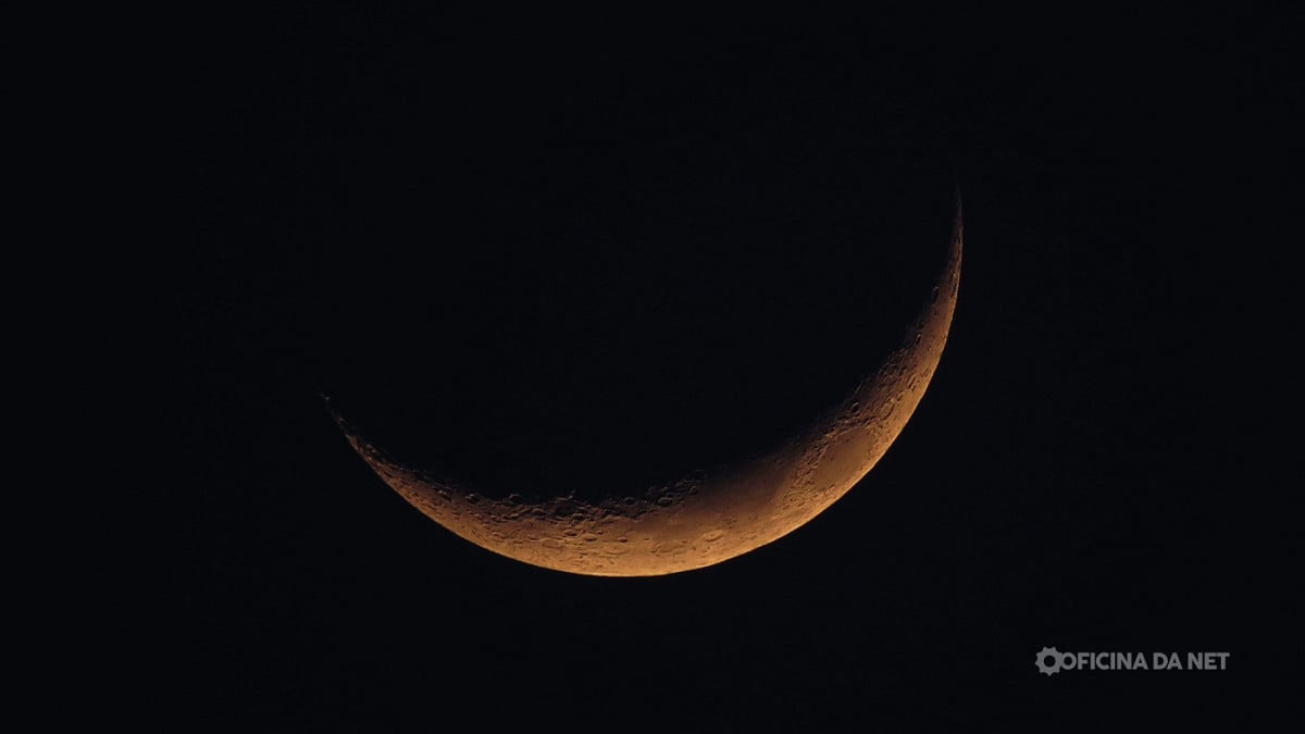 Qual a fase da Lua nesta segunda-feira, 16 de março de 2026. Imagem: Oficina da Net
