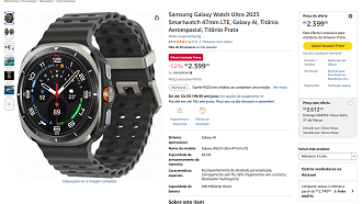 Samsung Galaxy Watch Ultra 2025 por R$ 2.399,00 na Amazon!