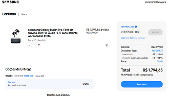 Samsung Galaxy Buds4 Pro por R$ 1.794,65.