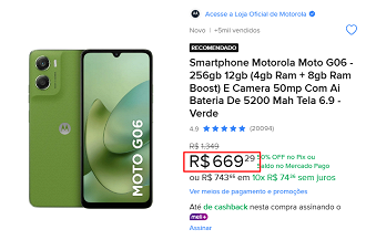 Oferta do Moto G06