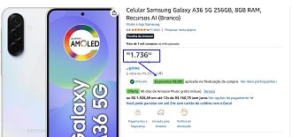 Oferta do Galaxy A36 de 256GB