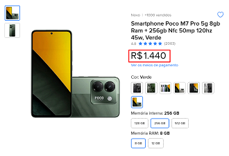 Oferta do POCO M7 Pro