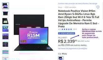 Oferta do Notebook da Positivo