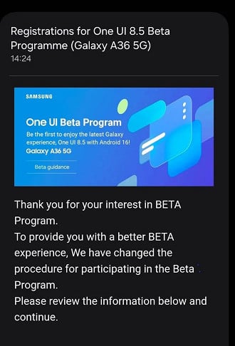 One UI 8.5 Beta no Galaxy A36