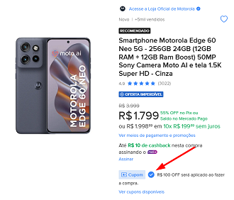 Oferta do Motorola Edge 60 Neo