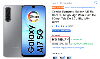 Oferta do Galaxy A17 5G