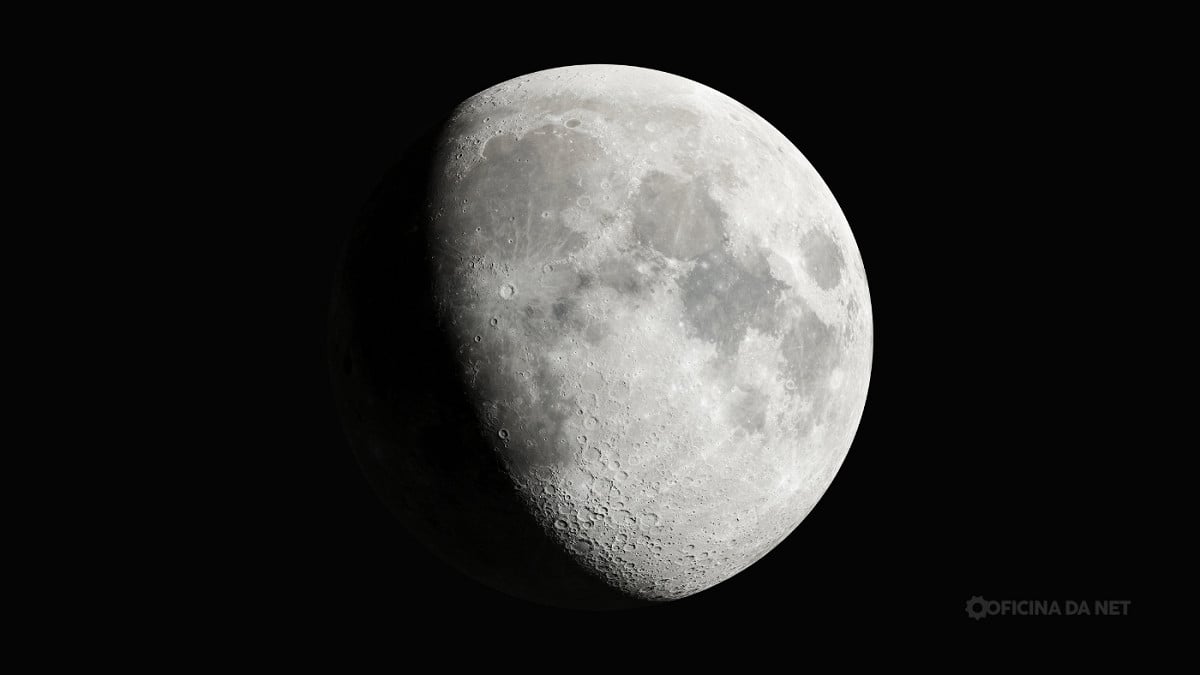 Qual a fase da Lua neste domingo, 12 de abril de 2026. Imagem: Oficina da Net
