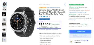 Promoção do Galaxy Watch 8 Classic