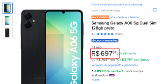 Oferta do Galaxy A06 5G