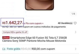 Oferta do Edge 60 Fusion