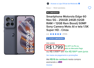Oferta do Motorola Edge 60 Neo