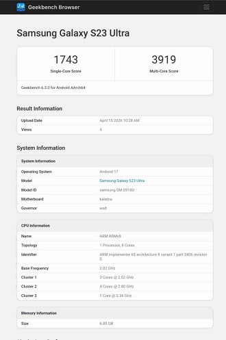 Testes da One UI 9 no Galaxy S23 Ultra