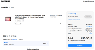 Tablet Samsung Galaxy Tab S11 5G por R$ 5.849,10!