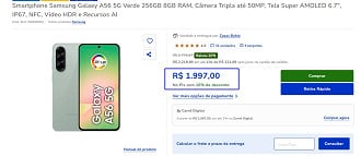 Promoção do Galaxy A56 de 256GB