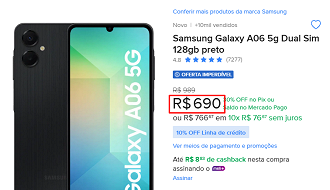 Oferta do Galaxy A06 5G