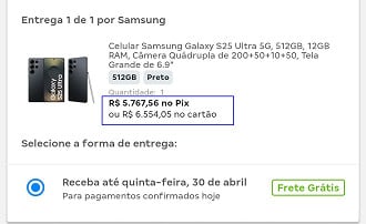 Oferta do Galaxy S25 Ultra de 512GB