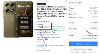 Promoção especial do Motorola Signature