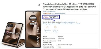Oferta do Motorola Razr 60 Ultra de 1TB