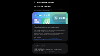 Changelog de atualização de software