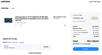 Samsung Vision AI TV 55 QLED Ultra 4K QEF1 2025 com 30% de desconto nessa semana na Samsung.