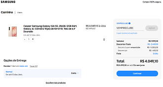 Samsung Galaxy S26 5G de 256GB por R$ 4.049,10 na loja oficial da Samsung!