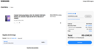 Galaxy S26 5G de 512GB por R$ 4.949,10 à vista na loja oficial da Samsung!