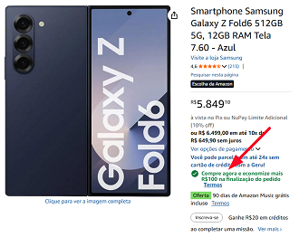 Oferta do Galaxy Z Fold6