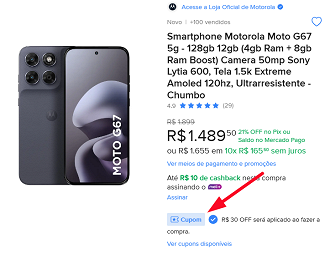 Oferta do Moto G67