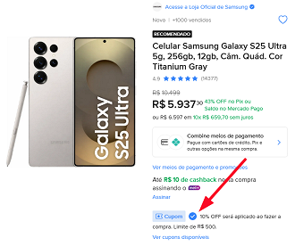 Oferta do Galaxy S25 Ultra