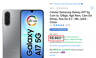 Oferta do Galaxy A17 5G