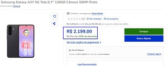 Galaxy A37 em promoção