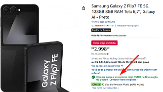 Oferta do Galaxy Z Flip7 FE
