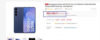 Promoção do Galaxy S25 FE na Shopee